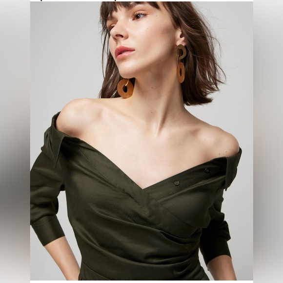 WHBM Open Neck Poplin Midi Dress size 4 - Picture 2 of 8